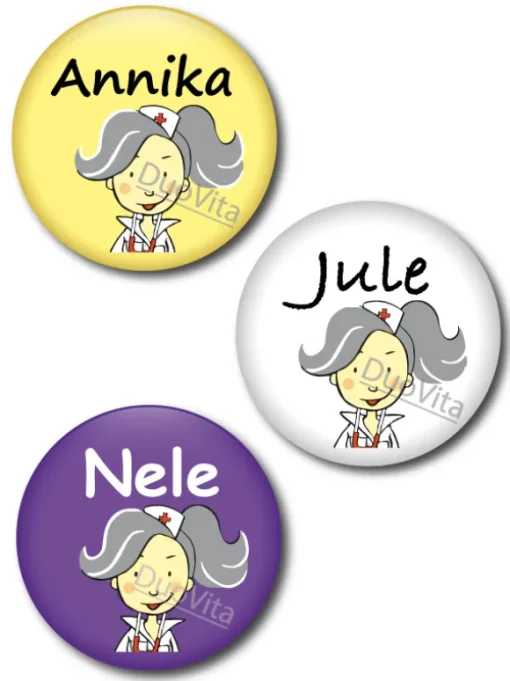 Button Verpleegster Grijs Haar