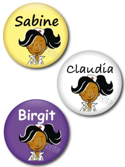 Button Verpleegster Zwart Haar