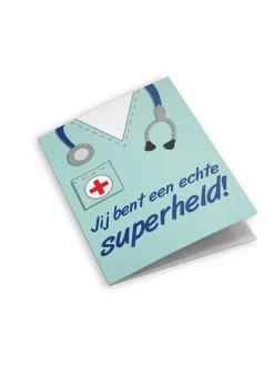 Dubbele wenskaart met envelop: jij bent een echte superheld