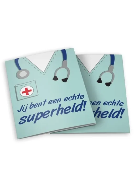 Dubbele wenskaart met envelop: jij bent een echte superheld