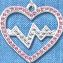 Hanger Heartbeat Zilver-Roze groot