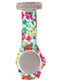VerpleegstersHorloge Flower Glamour Wit