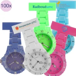100x Gepersonaliseerde Neon Verpleegkundehorloge met Logo